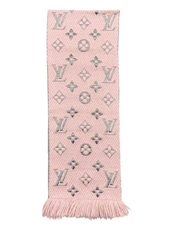 Louis Vuitton Muffler Echarpe Logomania Shine Wool Silk Monogram Rose Scarf - Picture 3 of 9